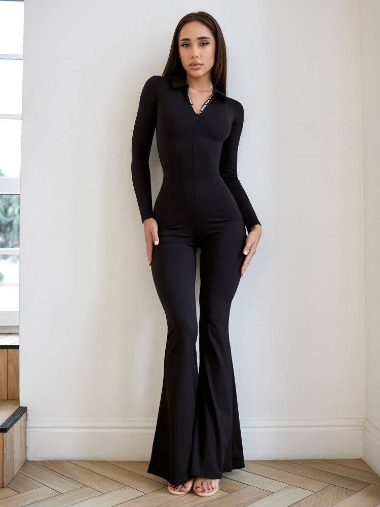 брючный комбинезон,брючный костюм,комбинезон женский,комбинезон,heyoungirl женский черный тонкий комбинезон стильный сексуальный комбинезон с круглым вырезом на молнии