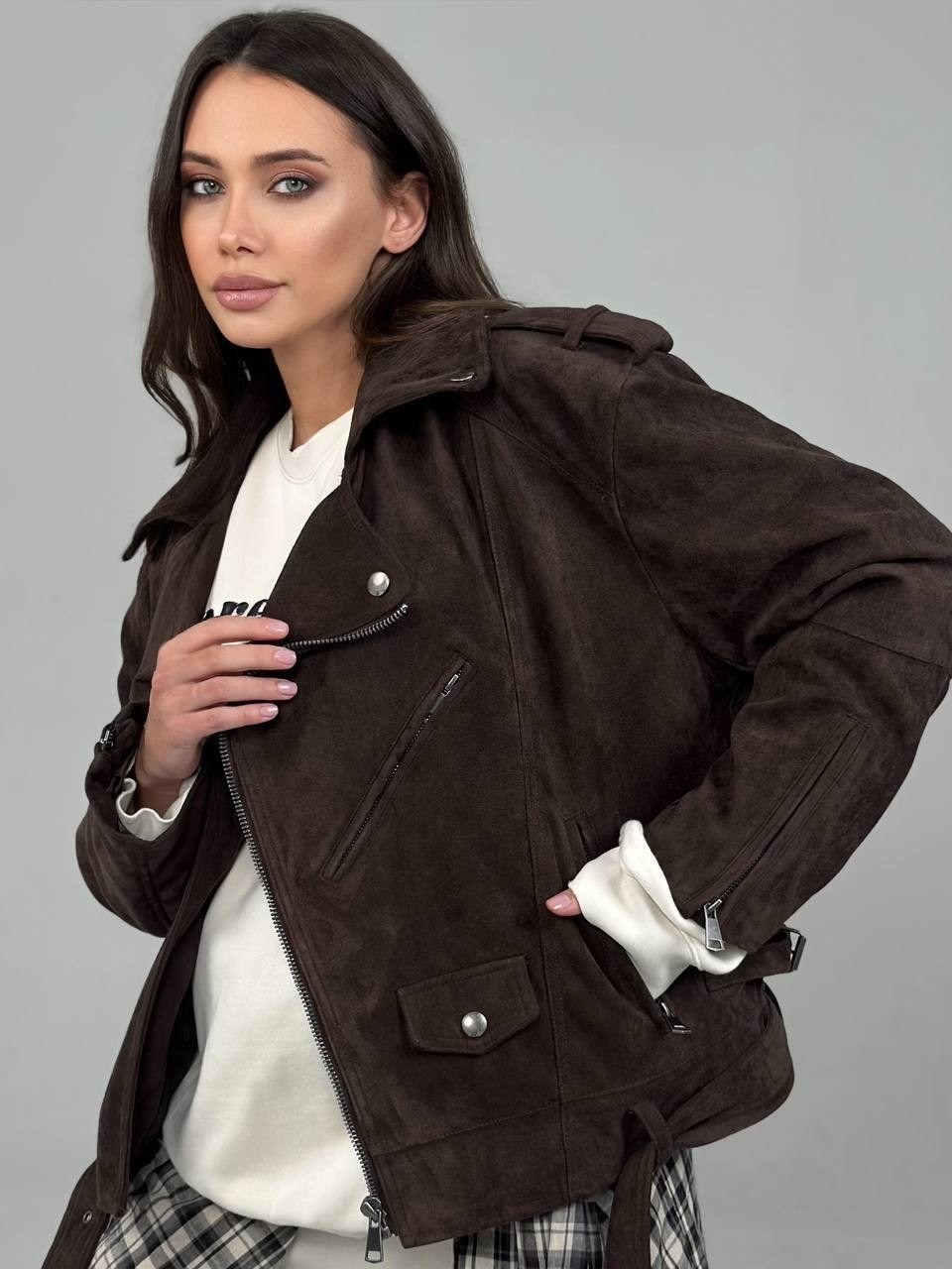 замшевая куртка белла росса,замшевая куртка,кожаная куртка,косуха из эко замши оверсайз коричневая joyforyou,куртка косуха из эко замши коричневого цвета