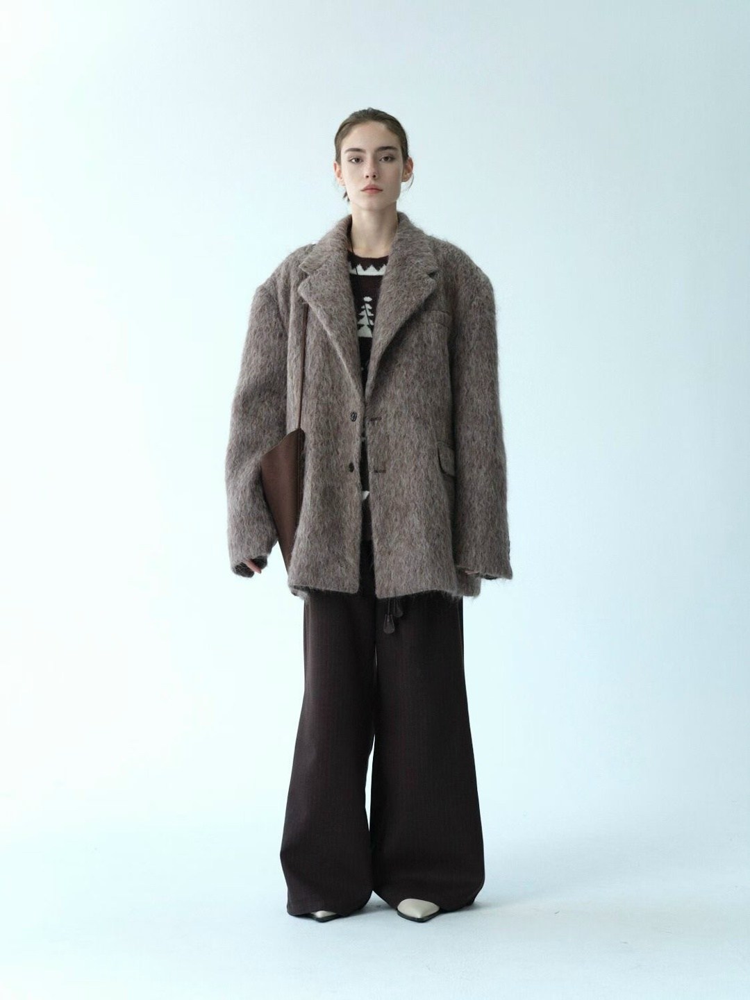 верхняя одежда maison david marthe alpaco коричнево-серый,женское полупальто,полупальто,женское пальто,пальто