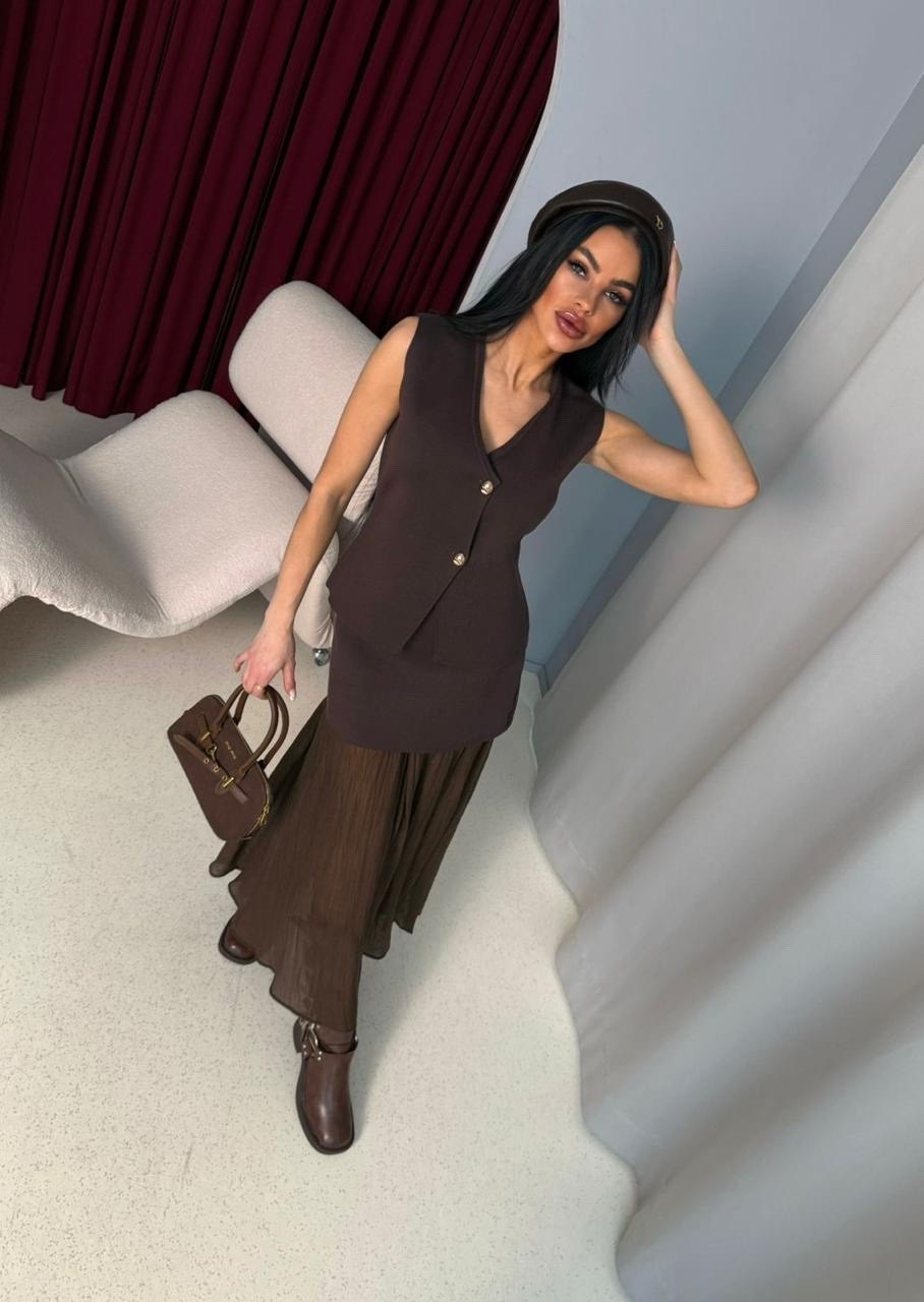 юбка с жилетом,юбка с жилеткой,юбка с жилеткой цвет коричневый,костюм с юбкой