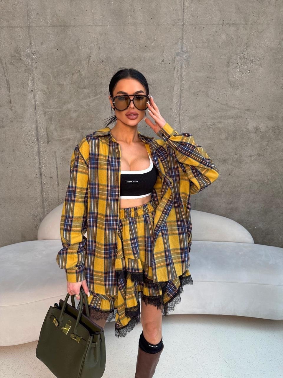 костюм в клетку,женский костюм,костюм с юбкой женский,юбка в клетку