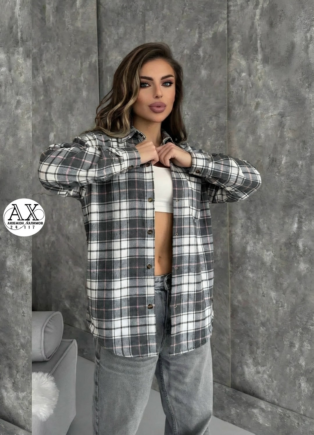 женская рубашка оверсайз в клетку,рубашка в клетку,женская рубашка в клетку,рубашка в клетку оверсайз варенка umalook,женская рубашка