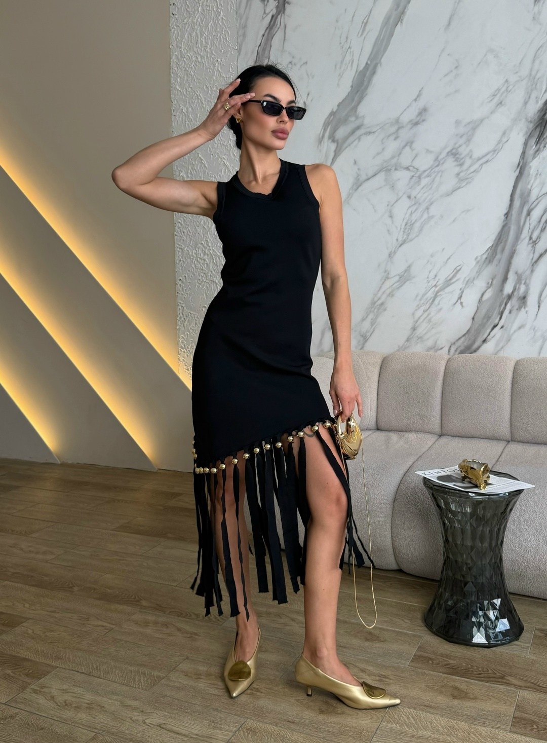 платье с бахромой,вечернее платье с бахромой,платье с бахромой чёрное,модное черное платье с бахромой,платье