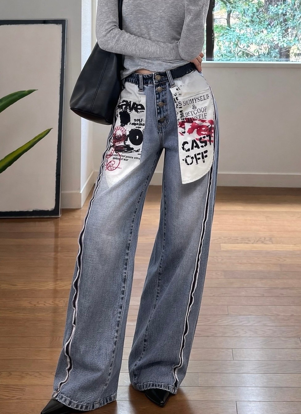 джинсы с принтом,модные джинсы,женские свободные джинсы с граффити,джинсы с рисунком,широкие джинсы