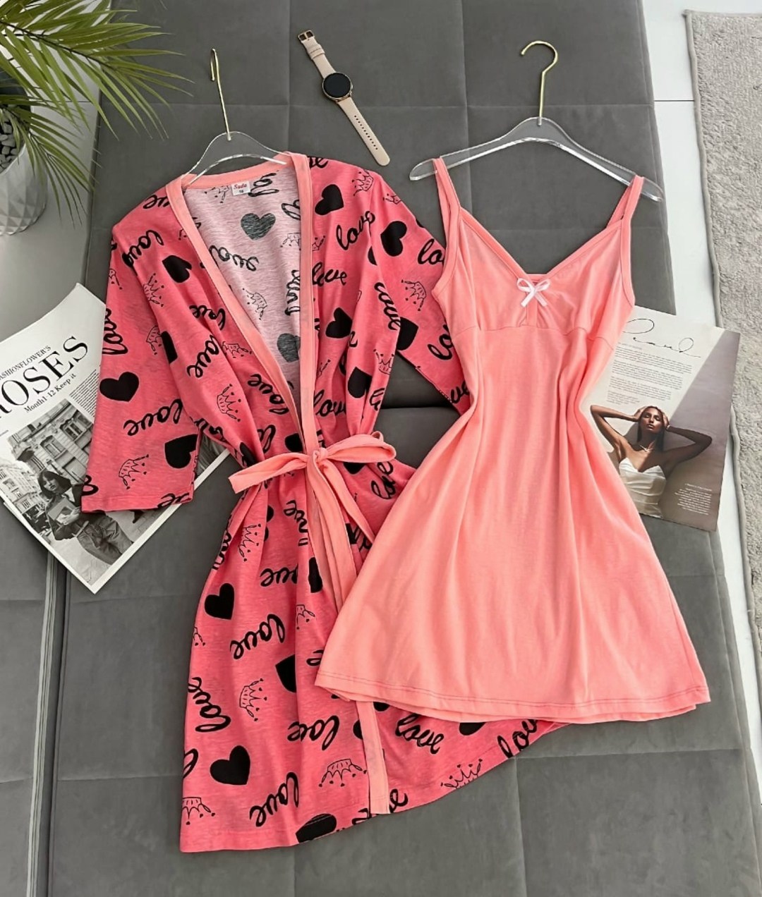 халат и сорочка комплект,комплект пижама,комплект халат,комплект ночная сорочка и халат,пеньюар комплект