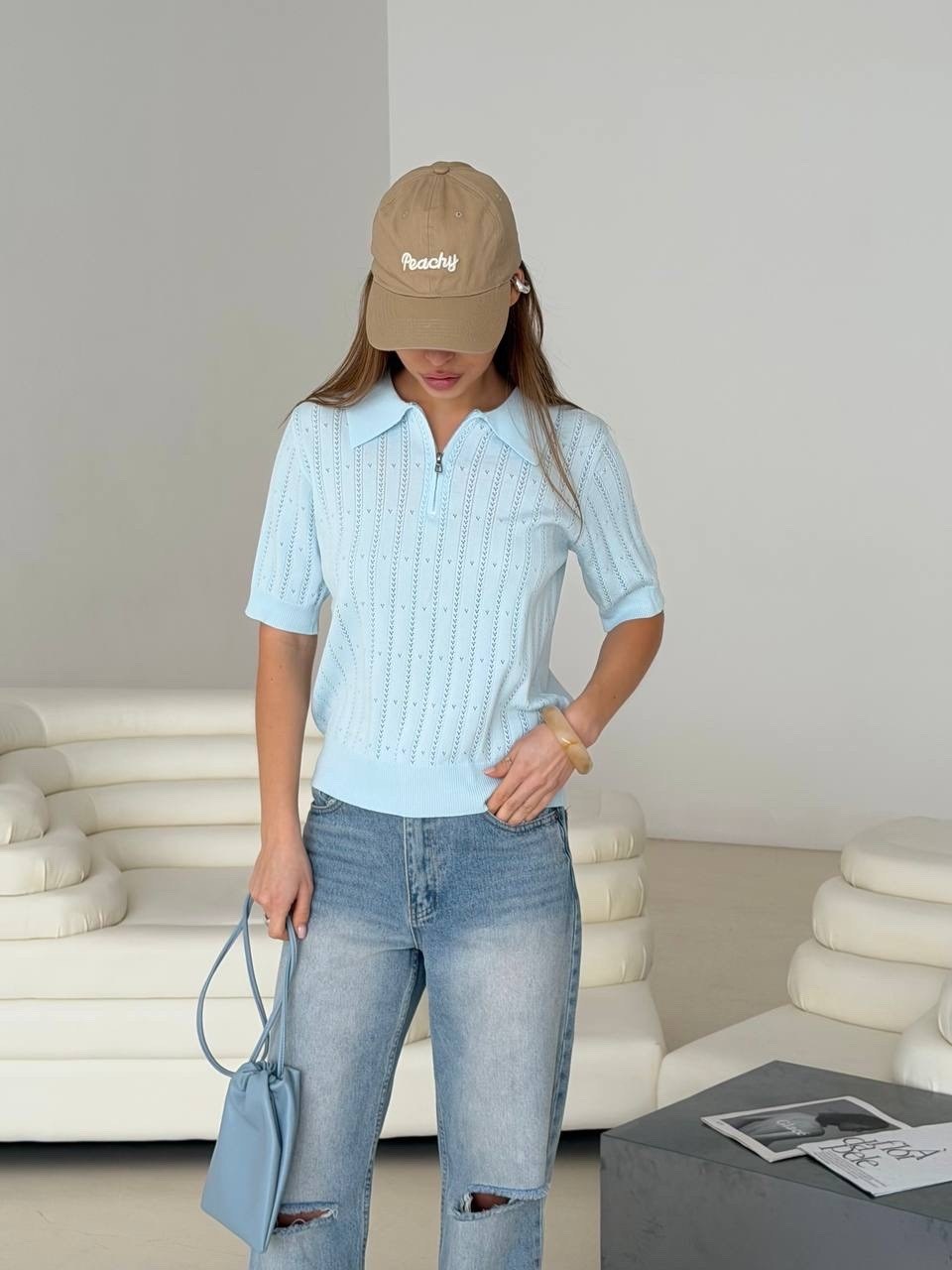 джемпер голубой,джемпер женский поло,повседневный джемпер,женские джемпера,джемпер