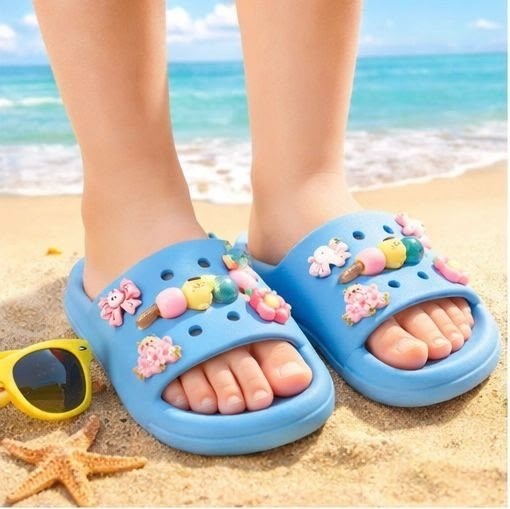 летние тапочки,пляжная ,шлепки детские,шлепанцы детские,кроксы украшенные