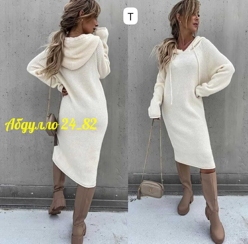 женское платье вязаное,вязаное платье,платье женская,теплое платье,теплое платье с капюшоном