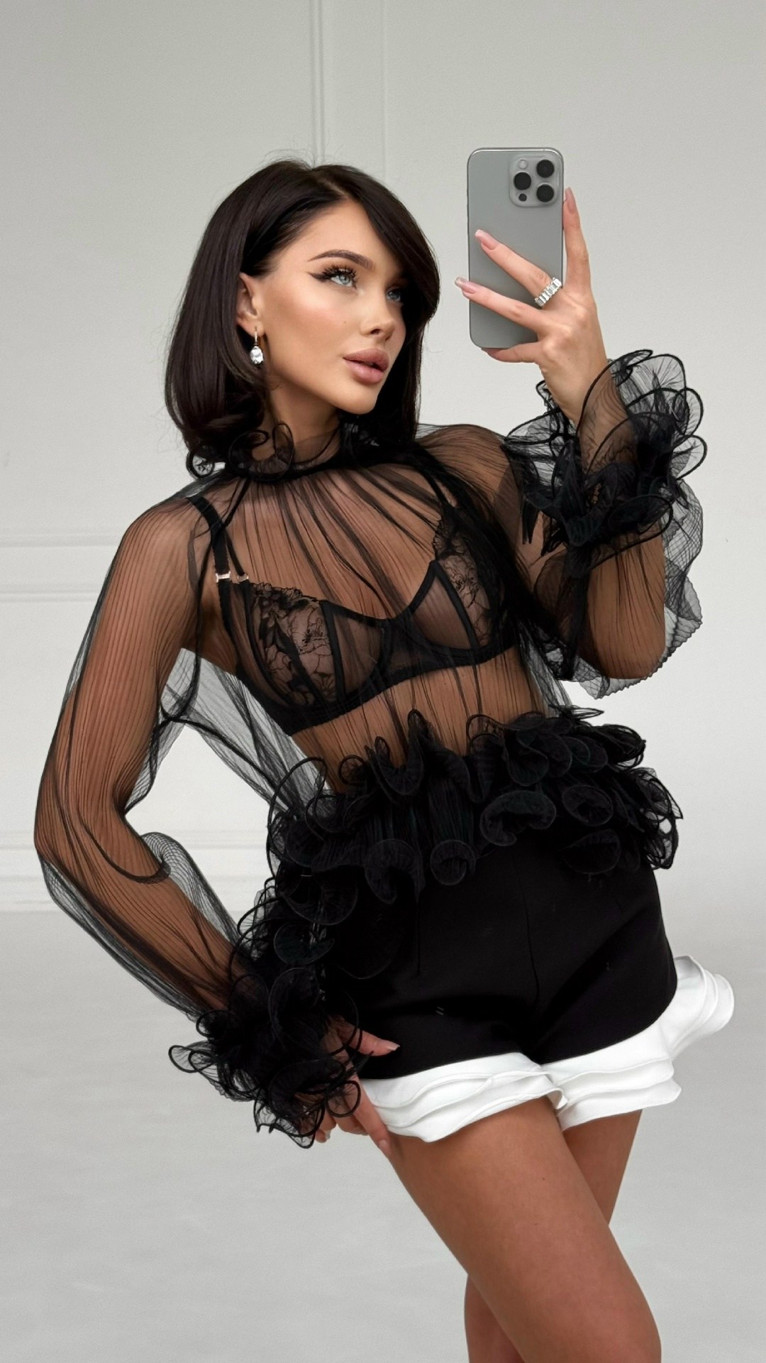 блузка прозрачная из органзы by malibu,прозрачная блузка из органзы,блуза,женская блузка с воланами,платье с пышными прозрачными рукавами