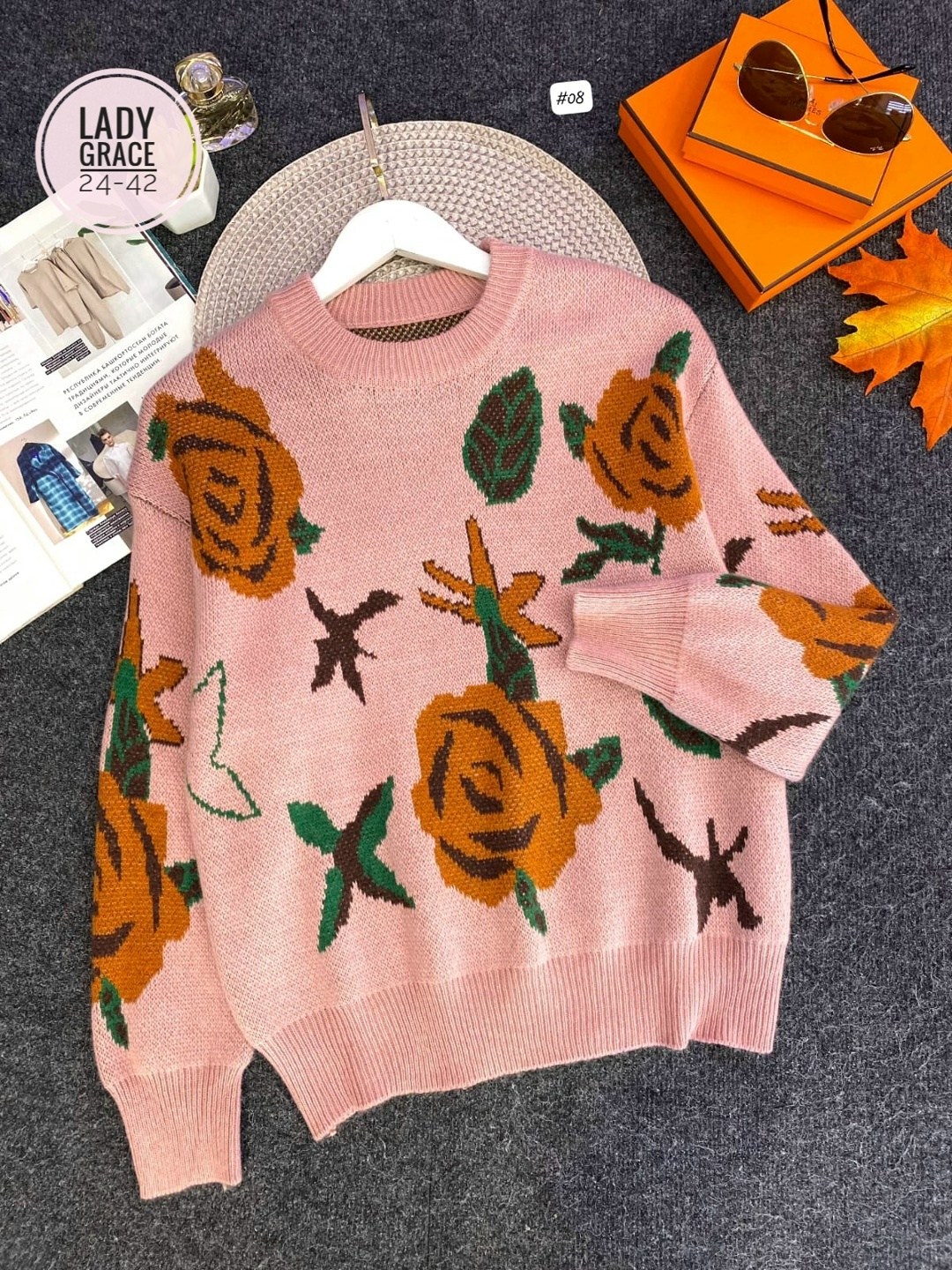 женская кофта,джемпер с цветами,джемпер с розами,кофта вязаная,кофта цветочки