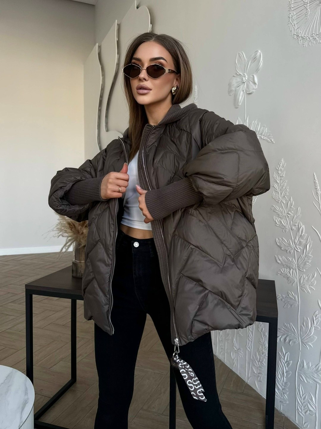 куртка стеганая оверсайз с капюшоном okxana utova brand,куртка стеганая оверсайз с капюшоном okxana utova brand 280179549,куртка оверсайз с капюшоном осенняя okxana utova brand,куртка женская,куртка о