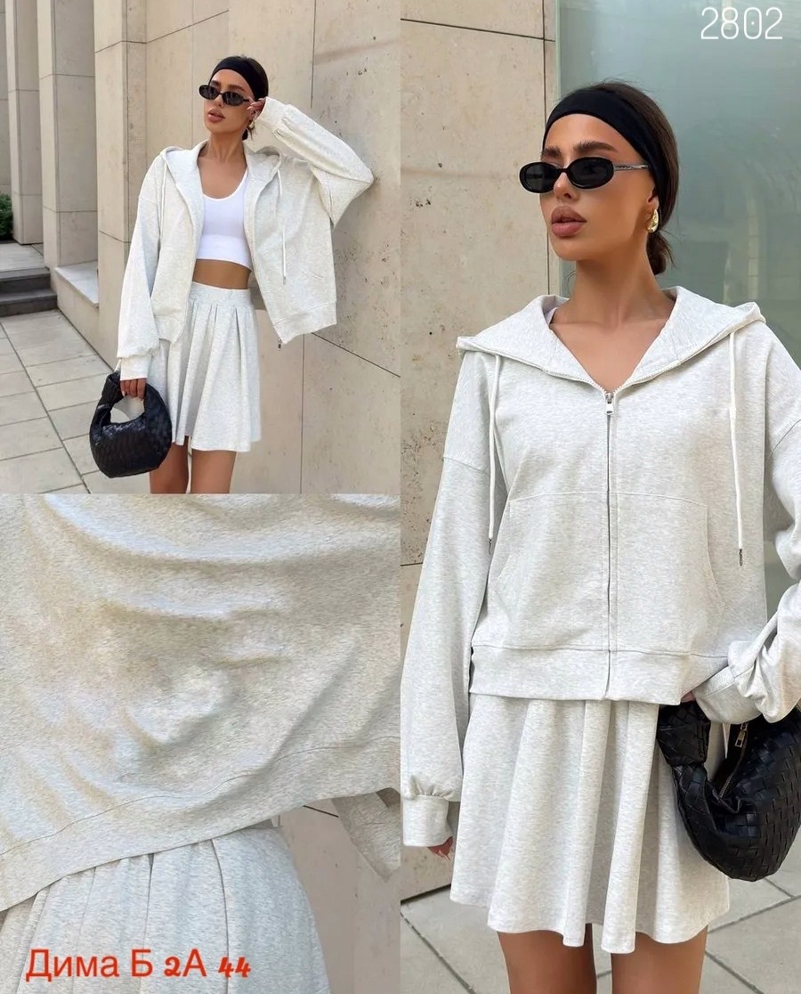 женский спортивный костюм с юбкой old money,толстовка женская,толстовка с капюшоном,женский костюм серый,спортивные костюмы