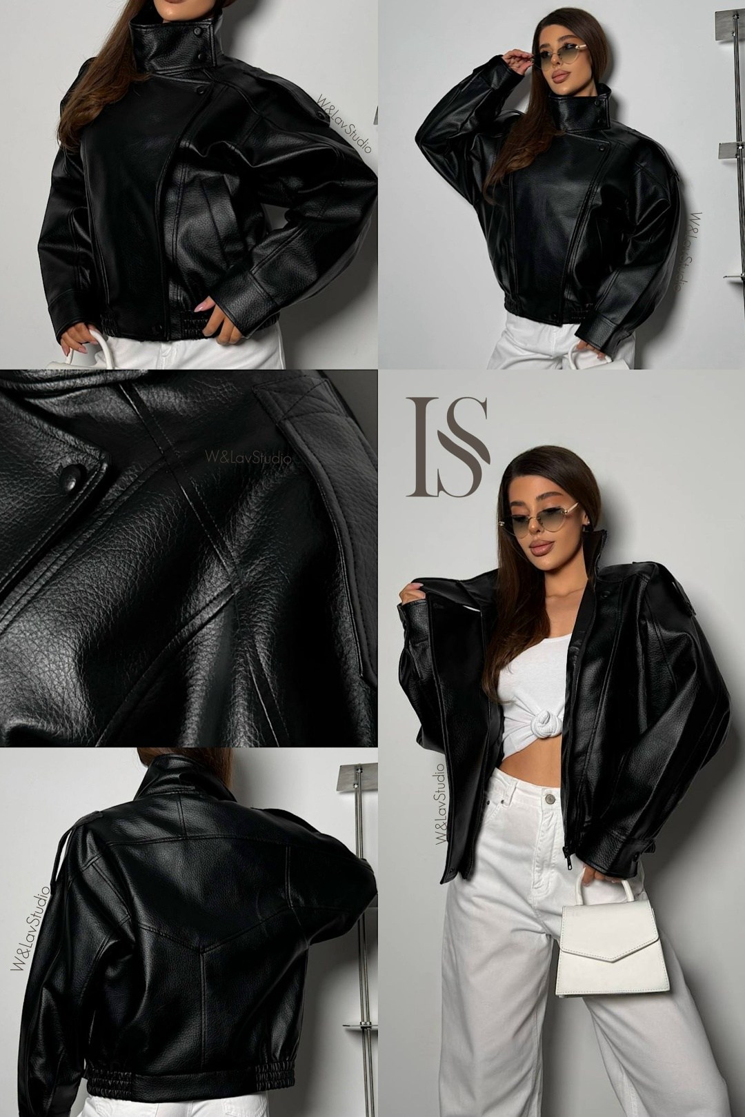 куртка бомбер оверсайз кожаная c&c fashion,куртка косуха кожаная,женская кожаная куртка,кожаная куртка,косуха оверсайз