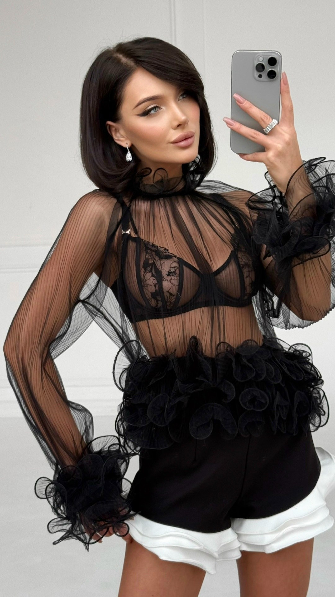 блузка прозрачная из органзы by malibu,прозрачная блузка из органзы,блуза,женская блузка с воланами,платье с пышными прозрачными рукавами