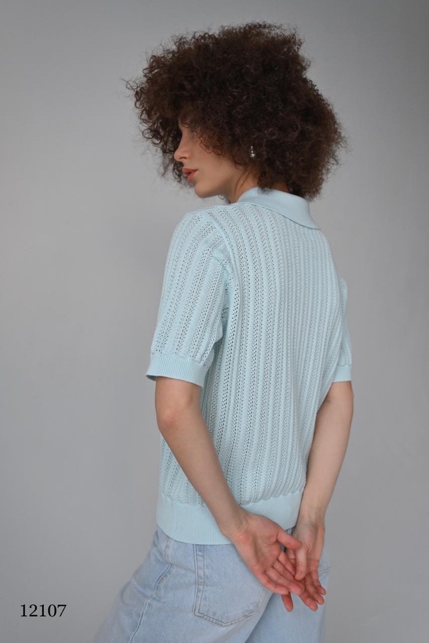 джемпер женский поло,женский джемпер,голубой джемпер,джемпер летний,джемпер