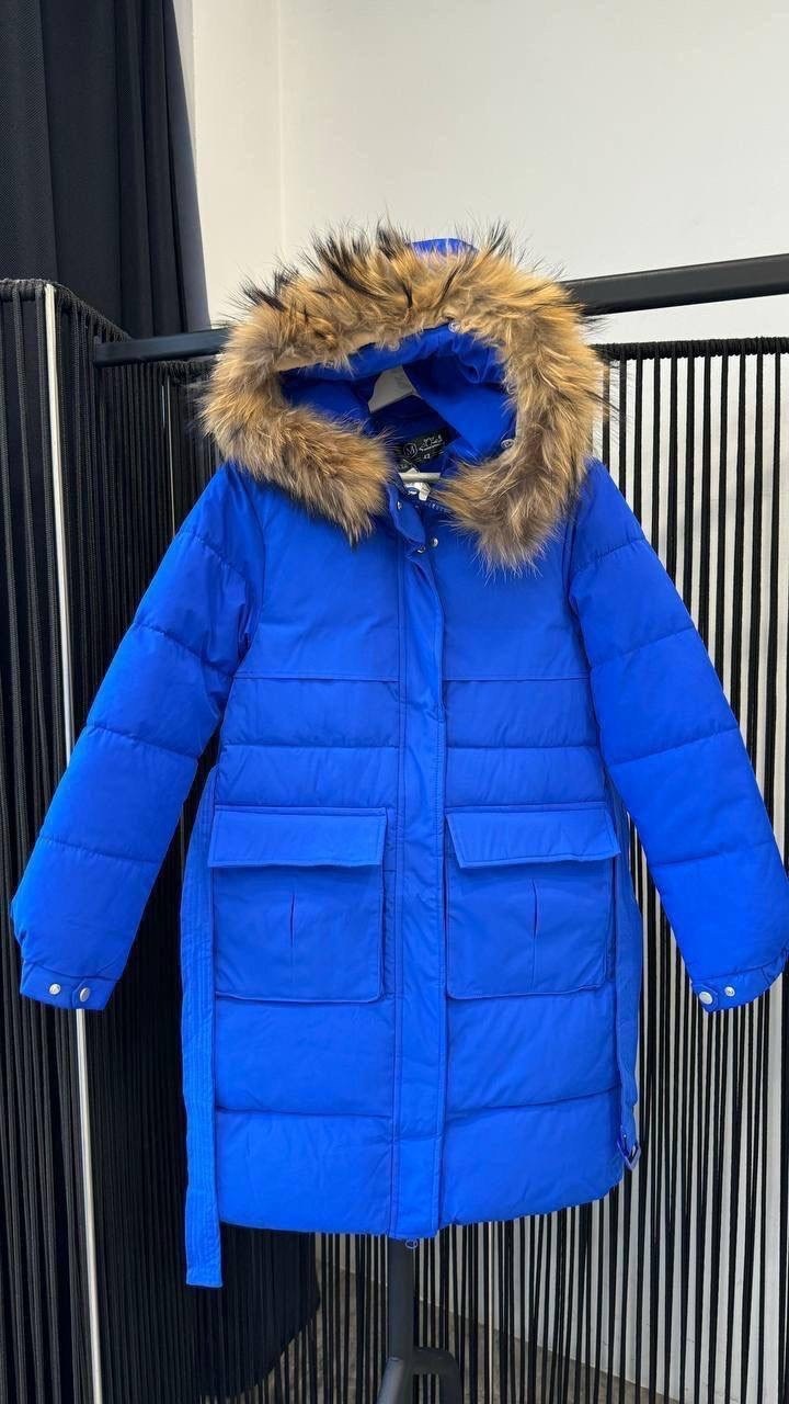 куртка женская зимняя с мехом енот премиум класса синего цвета 3141s,куртка женская зимняя,зимняя куртка,женские пуховики,пуховик