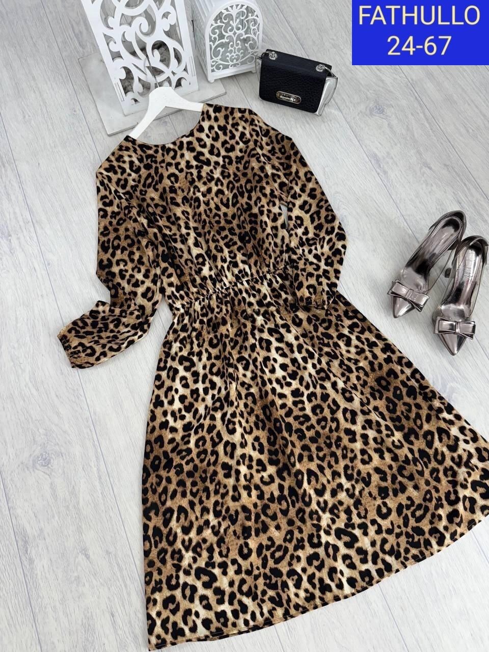 платье шифон леопард,платье женское,модное платье,платье длины миди,платье миди
