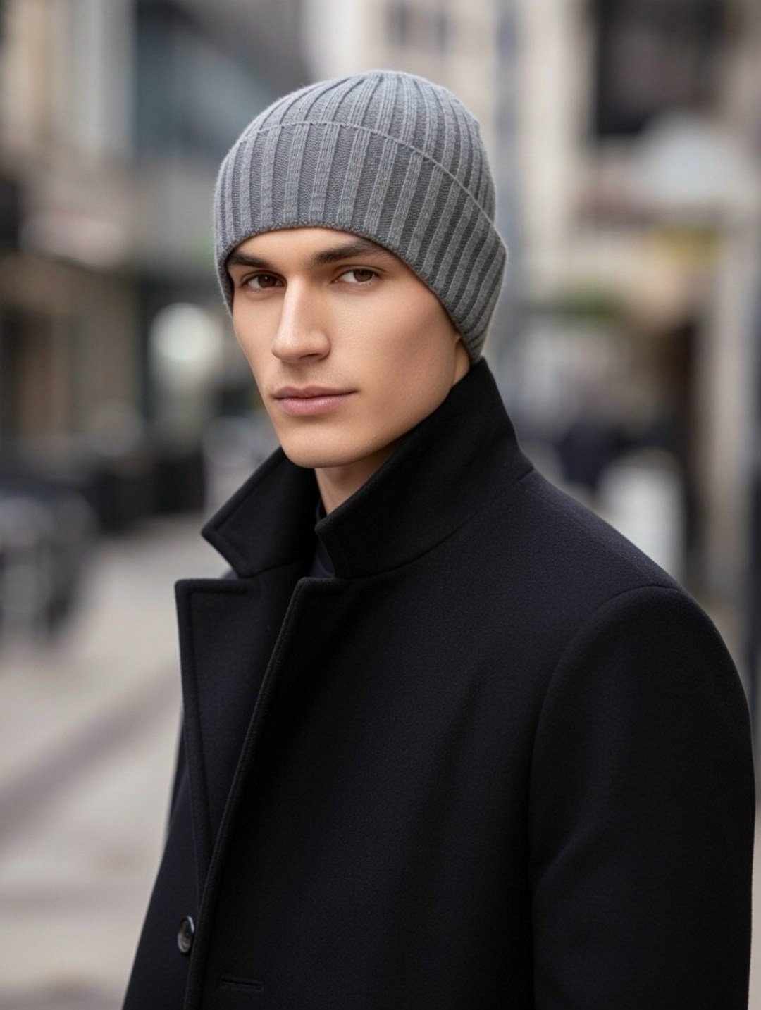 мужская вязаная шапка,шапка мужская зимняя вязаная с отворотом brostore,мужская шапка зимняя,шапка мужская,шапка бини