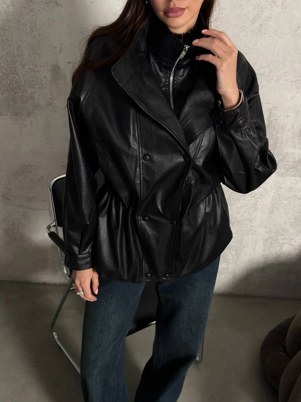 куртка оверсайз на кулиске из искусственной кожи,куртка оверсайз на кулиске из искусственной кожи zarina,куртка-косуха из искусственной кожи оверсайз zarina,куртка-косуха из искусственной кожи оверсай