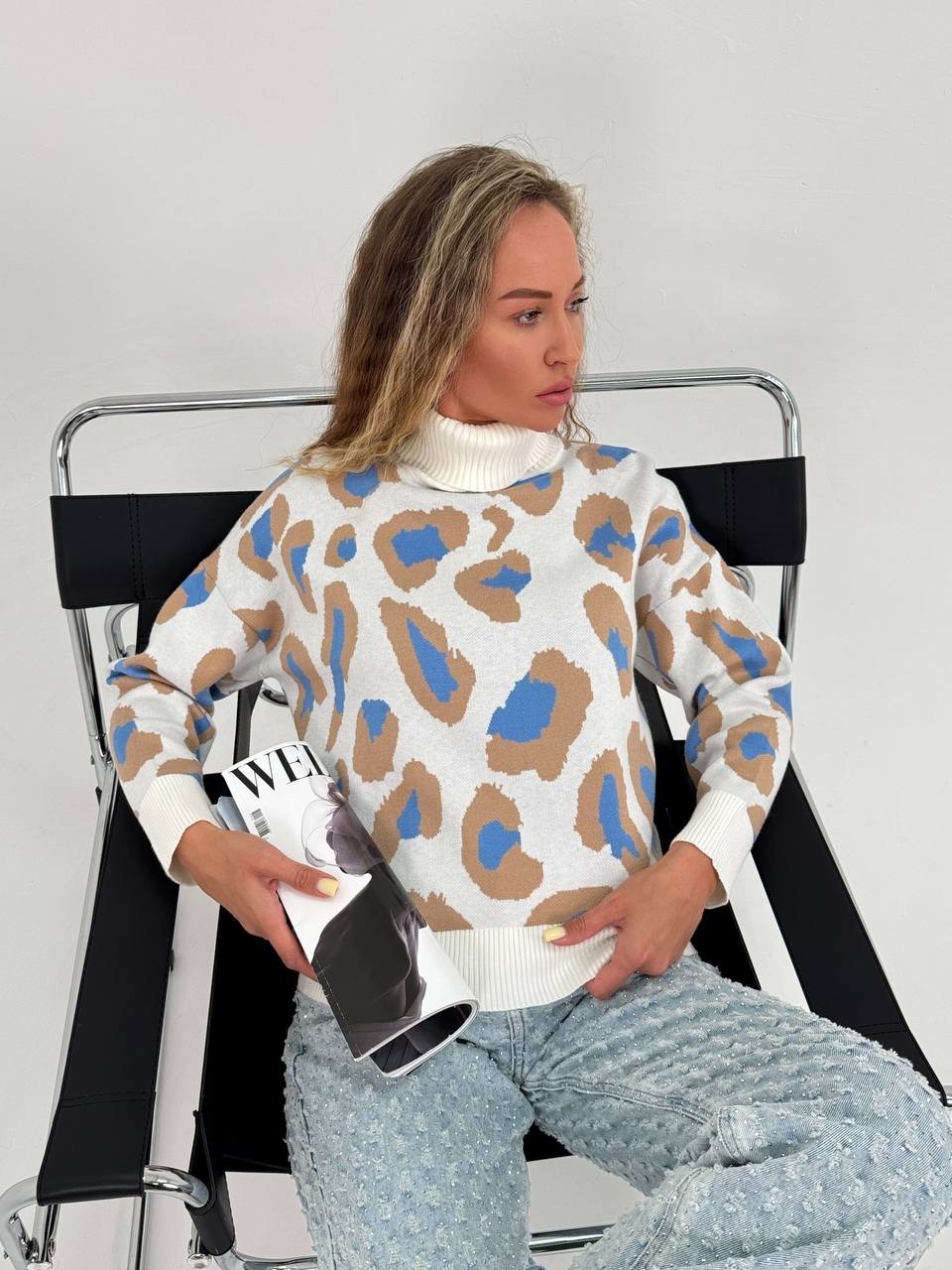 зимний женский свитер с леопардовым принтом,женский вязаный свитер с леопардовым принтом,свитер оверсайз женский леопард,свитер с леопардовым принтом,зимний женский свитер normov с леопардовым принтом