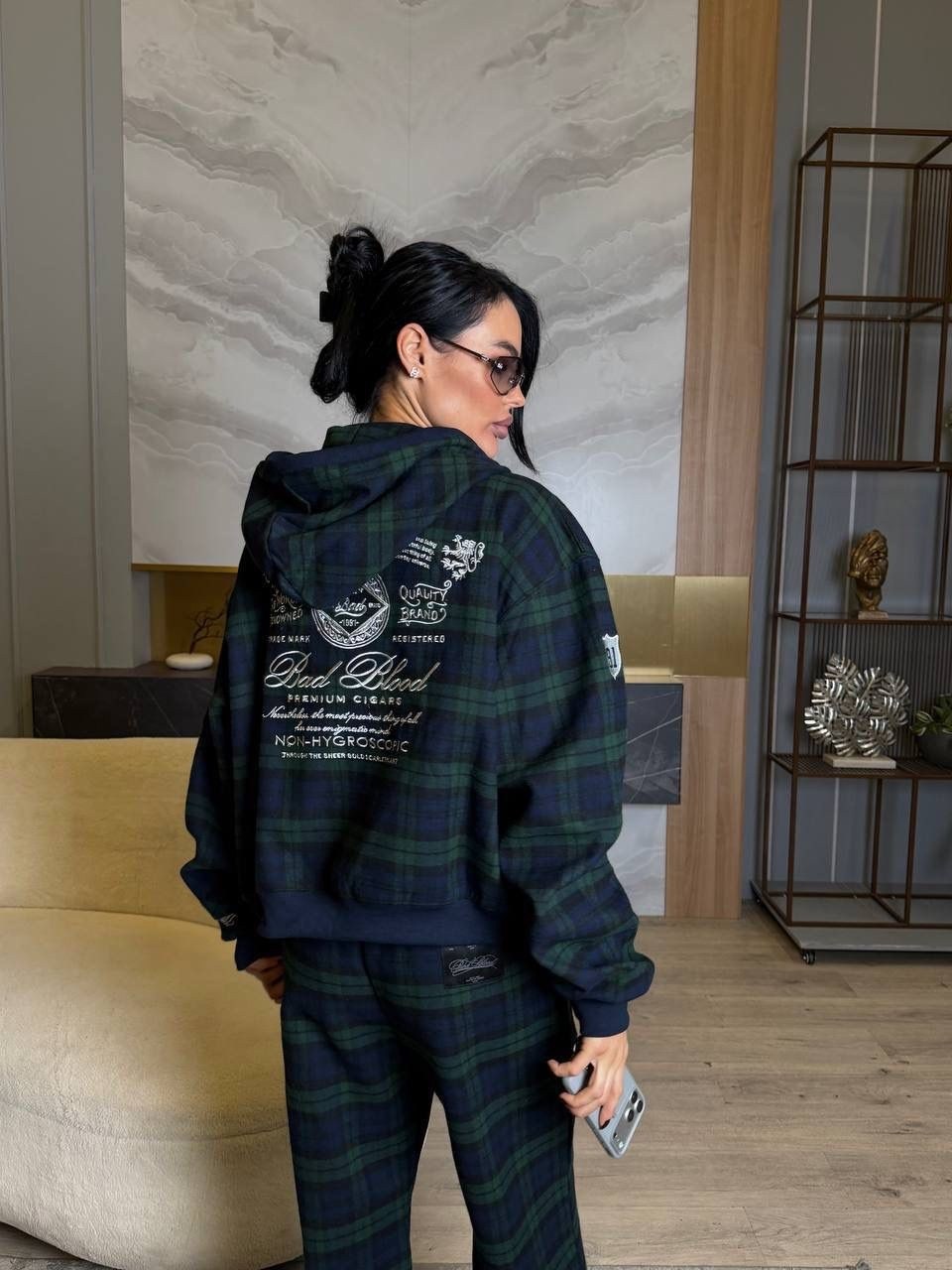 стильная кофта,костюм,женский костюм на флисе,спортивный костюм в клетку,куртка в клетку