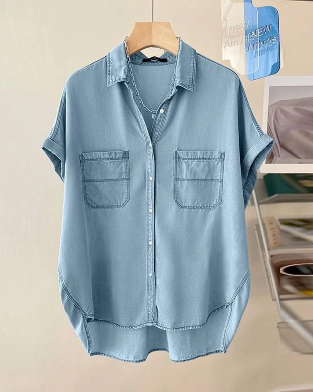 женская джинсовая рубашка,женская джинсовая рубашка с коротким рукавом,джинсовая рубашка с коротким рукавом,джинсовые рубашки для женщин,джинсовая блузка