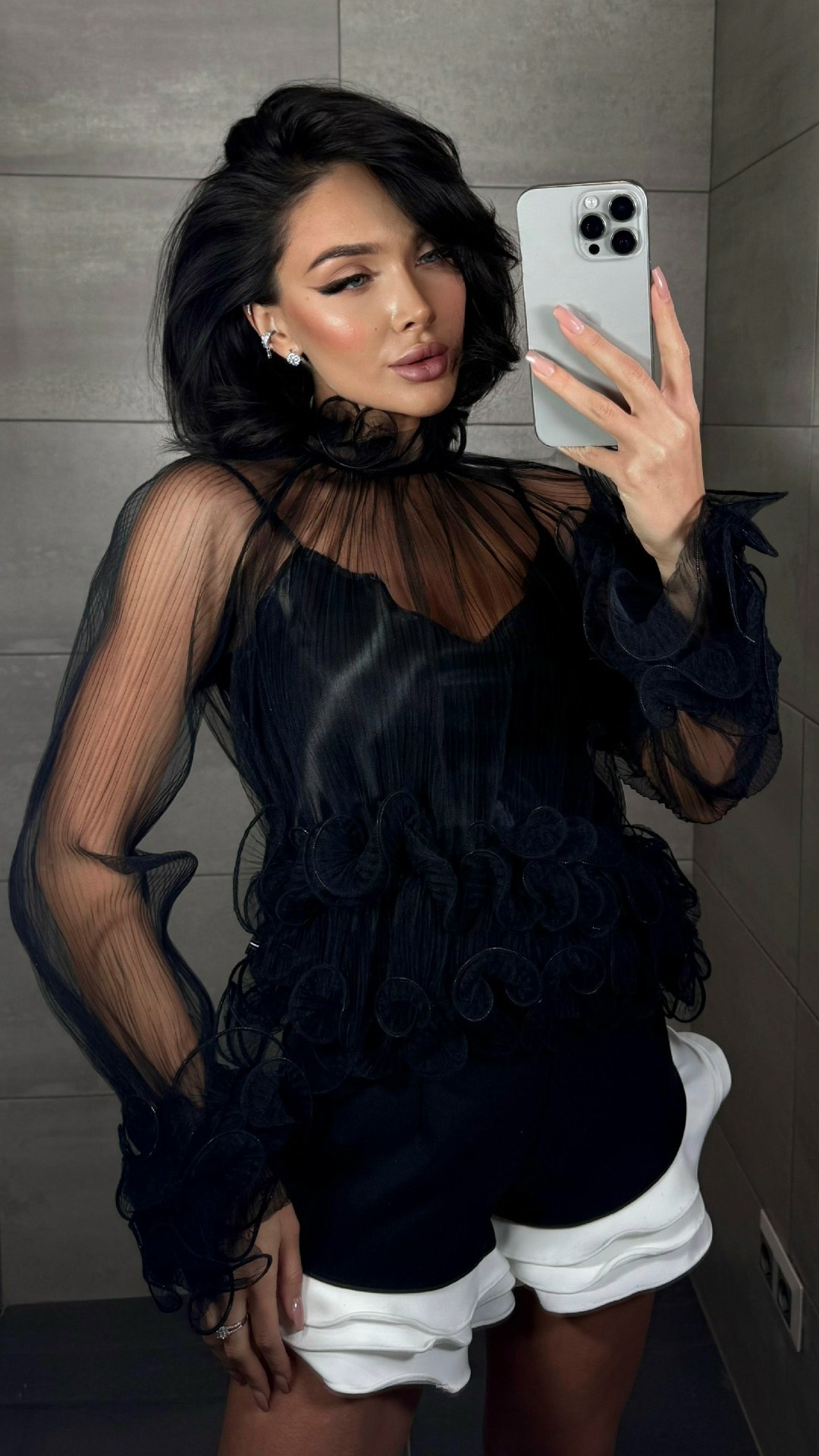 блузка прозрачная из органзы by malibu,прозрачная блузка из органзы,блуза,женская блузка с воланами,платье с пышными прозрачными рукавами