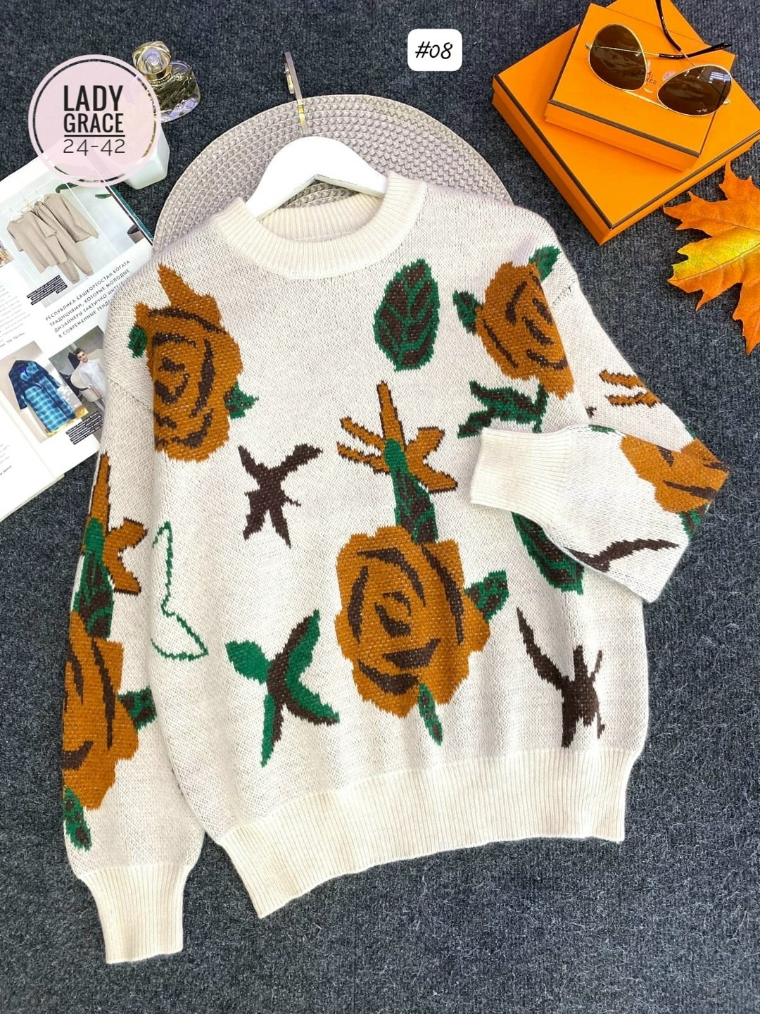 женская кофта,джемпер с цветами,джемпер с розами,кофта вязаная,кофта цветочки