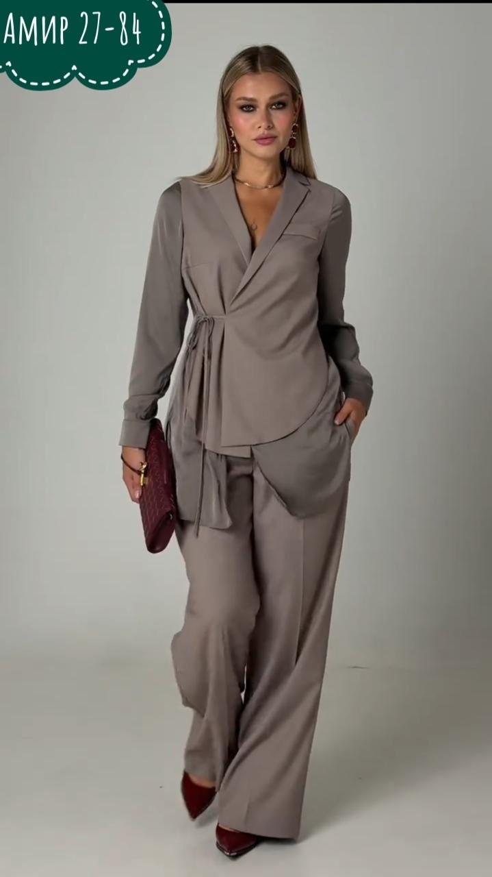 брючный костюм,женский брючный костюм,комплект брючный,костюм брючный 149 серый temper,костюм с брюками