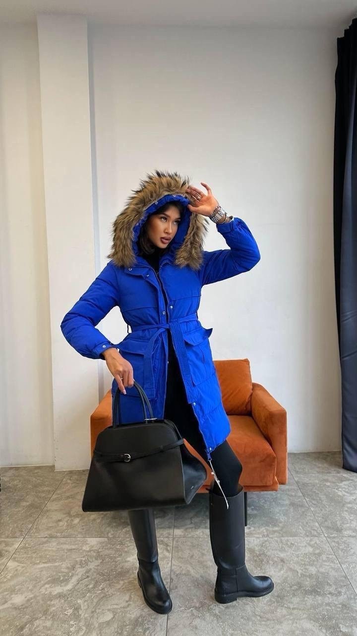 куртка женская зимняя с мехом енот премиум класса синего цвета 3141s,куртка женская зимняя,зимняя куртка,женские пуховики,пуховик
