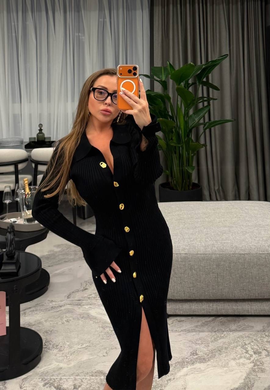 трикотажное платье лапша миди naox 252918086,платье женские,платье,платье черное,вязаное платье