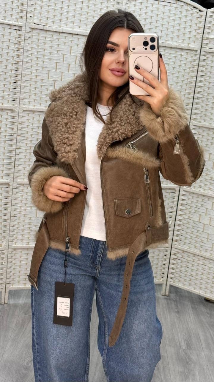 дубленка женская,дубленка,короткая женская дублёнка в стиле авиатор,женская дубленка авиатор,дубленка искусственная monymony