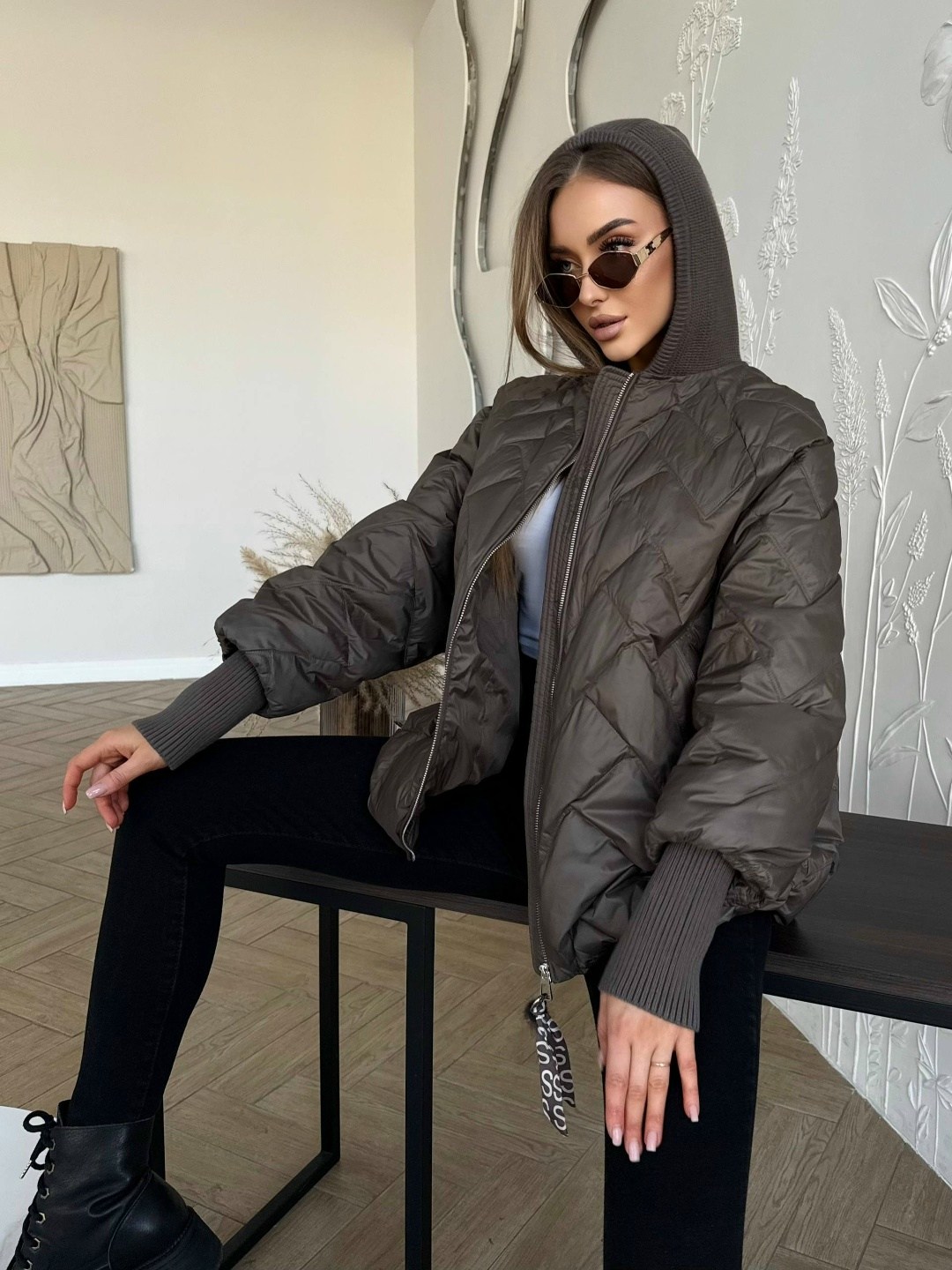 куртка стеганая оверсайз с капюшоном okxana utova brand,куртка стеганая оверсайз с капюшоном okxana utova brand 280179549,куртка оверсайз с капюшоном осенняя okxana utova brand,куртка женская,куртка о