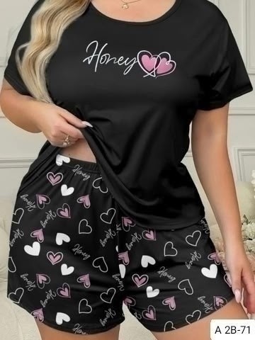 женская пижама больших размеров,женская пижама,пижамный комплект больших размеров,женский пижамный комплект,пижамный комплект с принтом