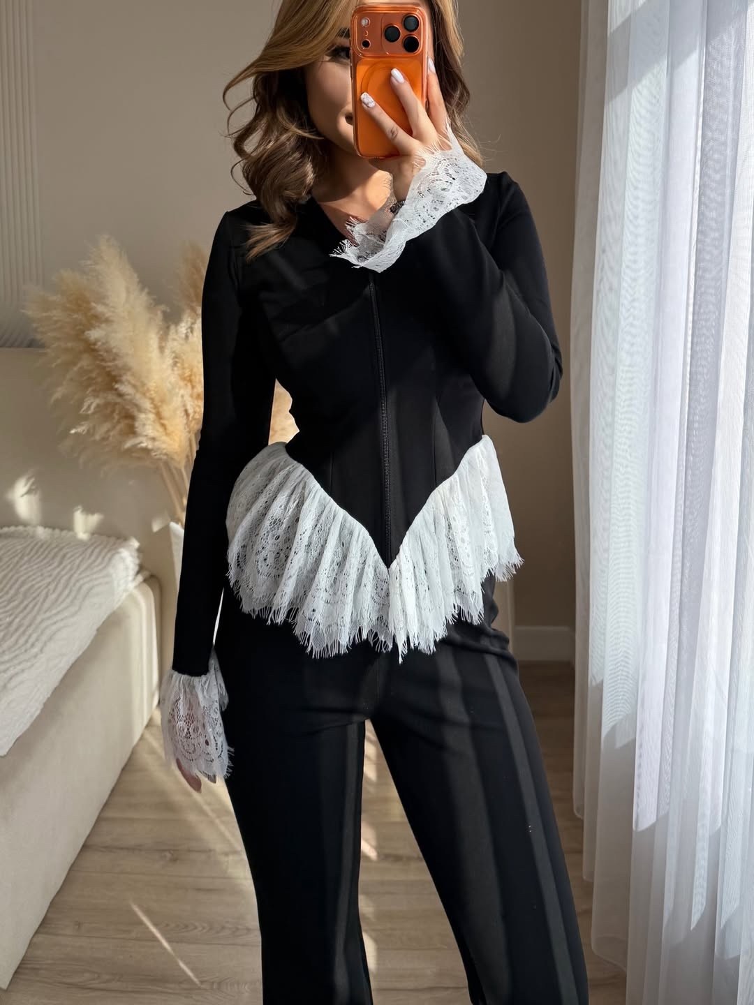 брючный костюм dilana vip 2084 черный,стильная блуза,костюм женский брючный,брючный комплект