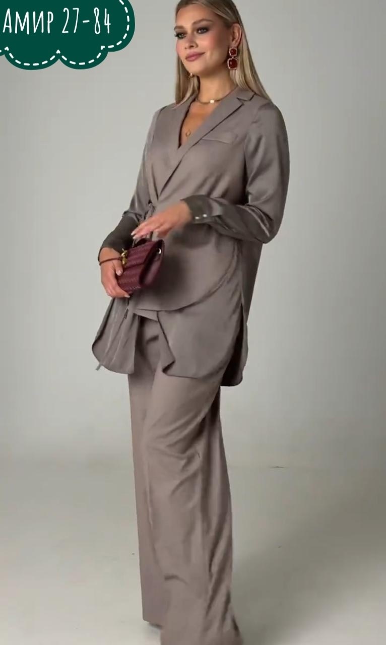брючный костюм,женский брючный костюм,комплект брючный,костюм брючный 149 серый temper,костюм с брюками