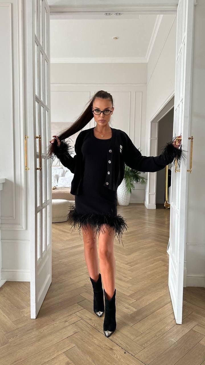платье с перьями,короткое платье с перьями,женская кофта,женские костюмы