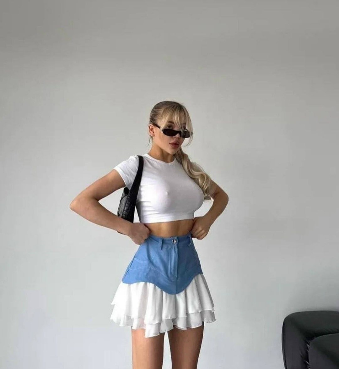 юбка мини,джинсовая юбка с высокой талией,модная женская юбка,джинсовая юбка,юбка джинсовая с воланами короткая