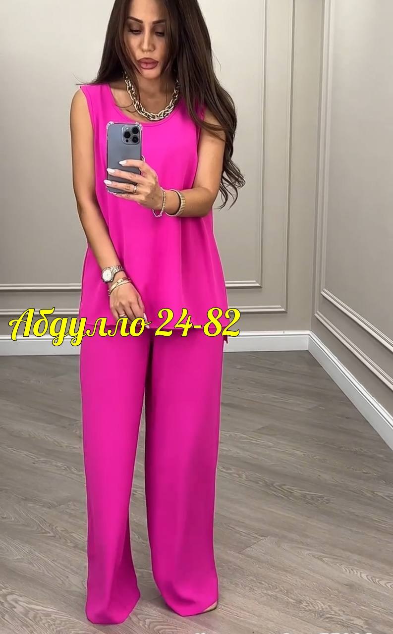 женский брючный костюм двойка,брючный костюм anelli 1398 фуксия,костюм из текстиля с приталенными брюками и жакетом anelli 1398 фуксия,брючный костюм палаццо женский,костюм с брюками нарядный