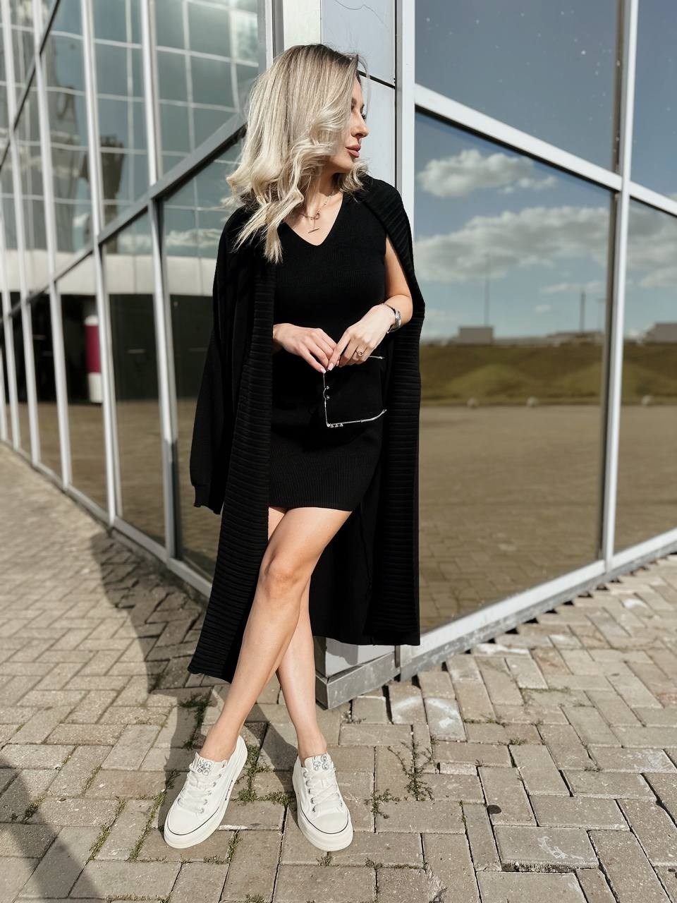 платье и кардиган,трикотажное платье лапша,женское платье,платье лапша,черное платье лапша