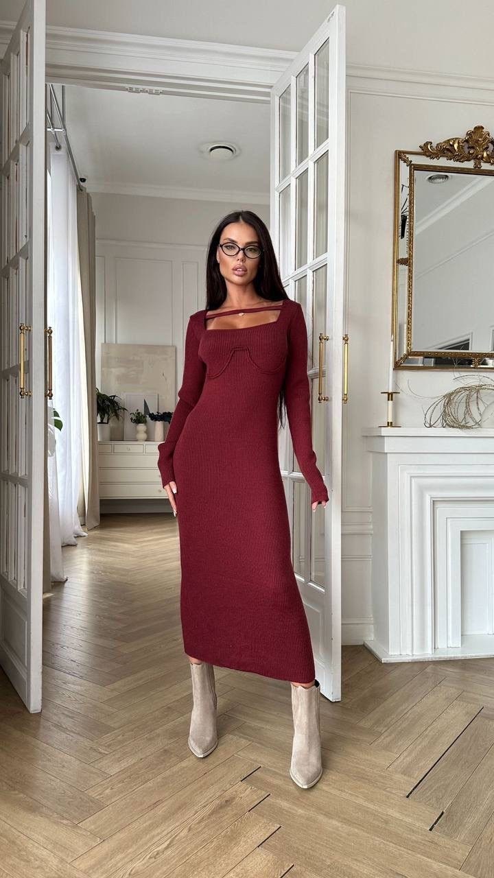 платье вязаное трикотажное лапша для офиса glamoda,женское платье лапша,платье вязаное трикотажное лапша для офиса glamoda цвет бордовый,платье лапша бордового цвета,бордовое платье