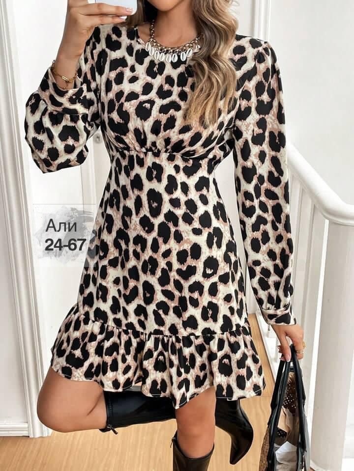 платье с леопардовым принтом,shein frenchy женское повседневное платье с леопардовым принтом и оборками по подолу,платье женское леопардовое,платье леопард,леопардовое платье зара