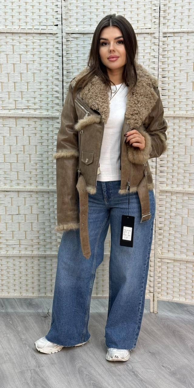 дубленка женская,дубленка,короткая женская дублёнка в стиле авиатор,женская дубленка авиатор,дубленка искусственная monymony