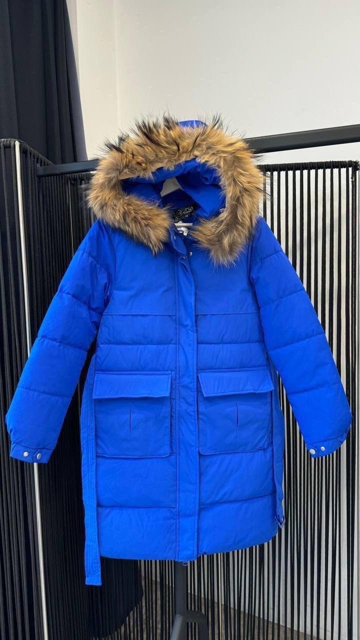 куртка женская зимняя с мехом енот премиум класса синего цвета 3141s,куртка женская зимняя,зимняя куртка,женские пуховики,пуховик