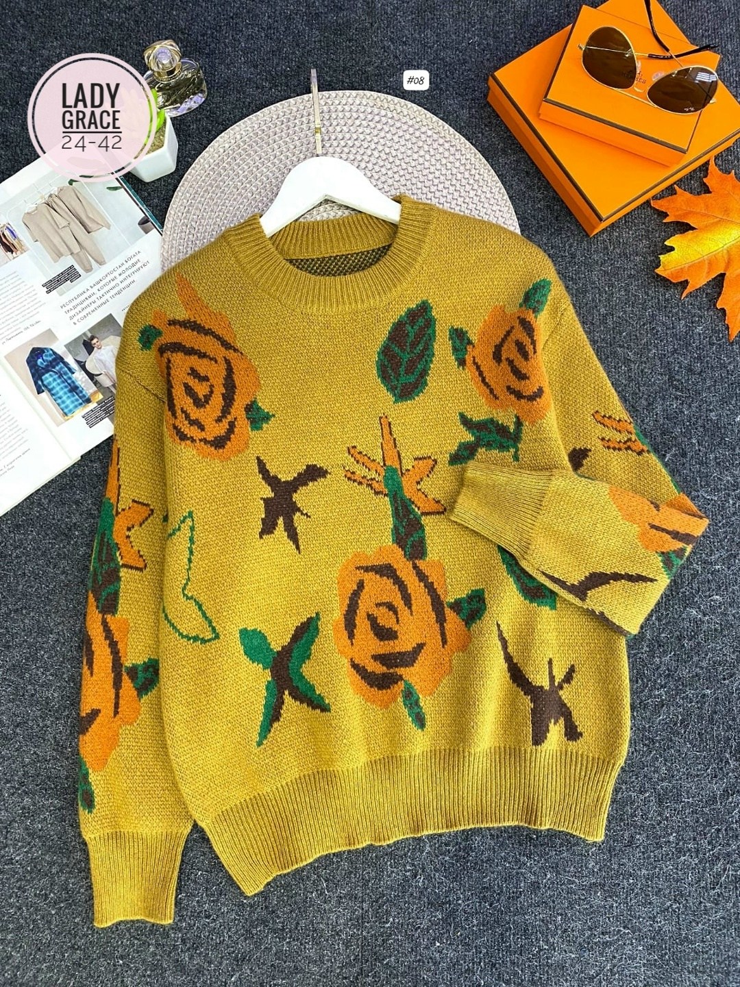 женская кофта,джемпер с цветами,джемпер с розами,кофта вязаная,кофта цветочки