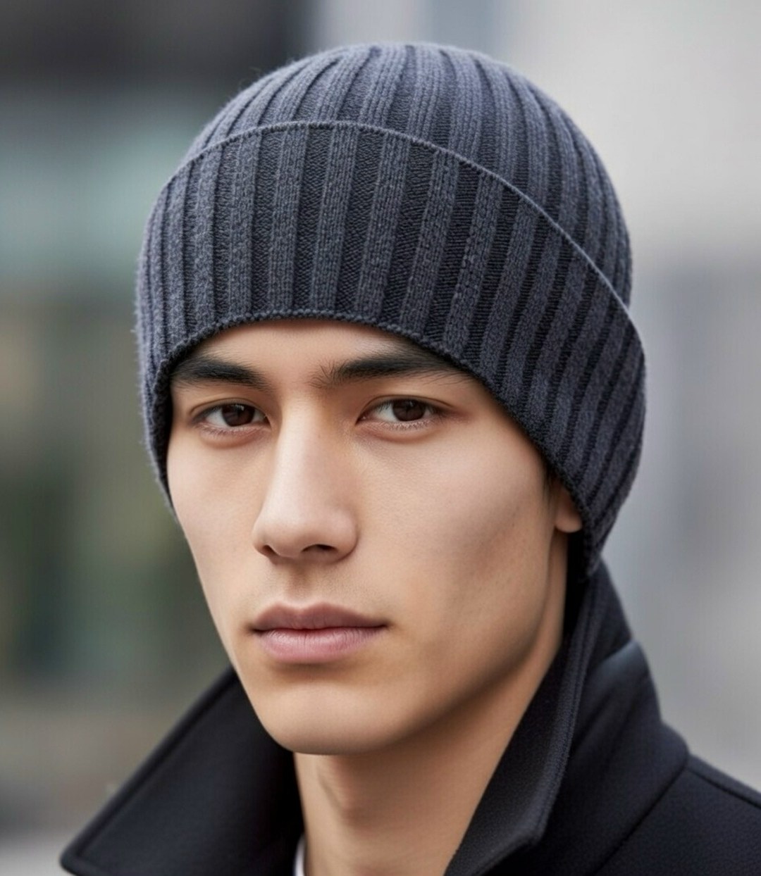 мужская вязаная шапка,шапка мужская зимняя вязаная с отворотом brostore,мужская шапка зимняя,шапка мужская,шапка бини