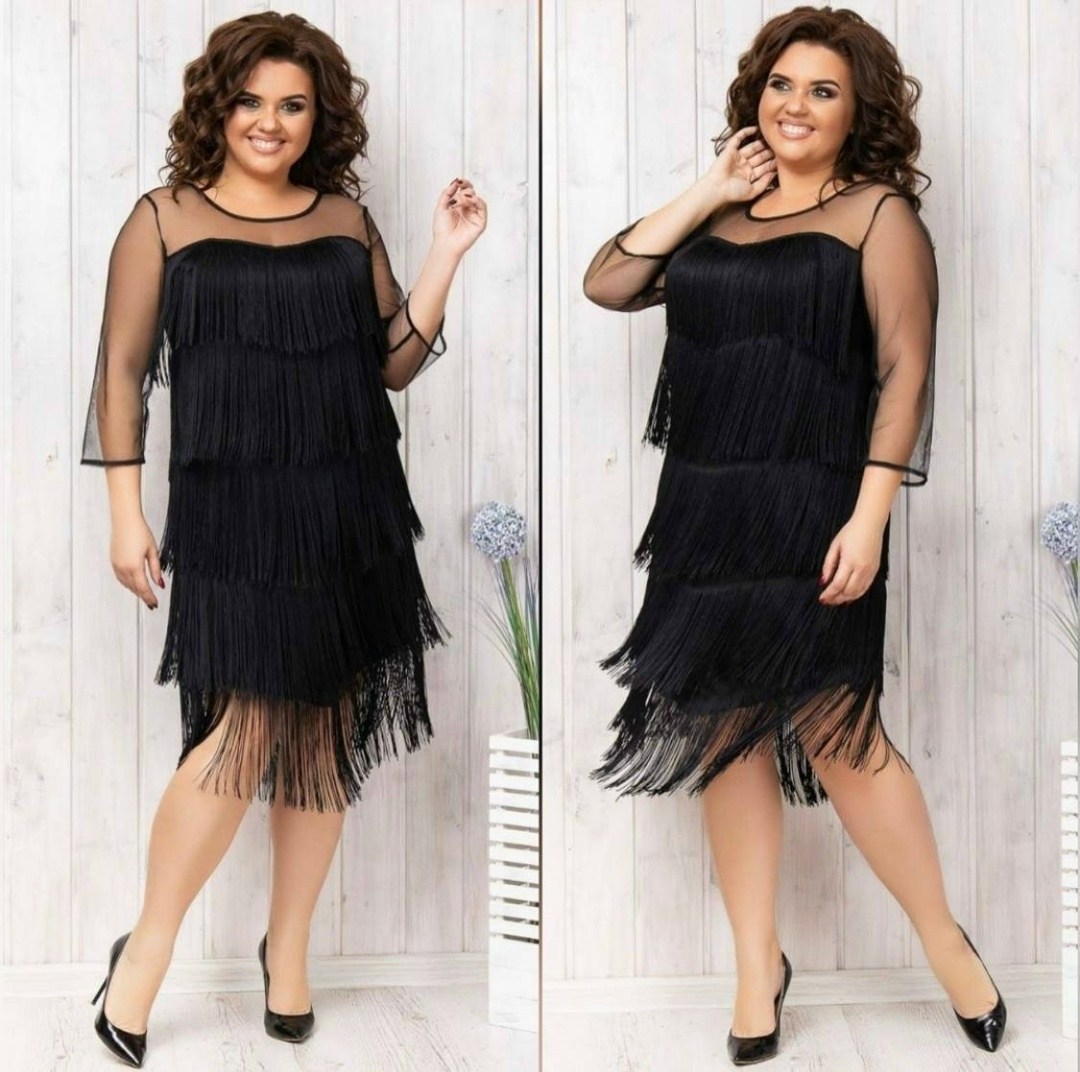 платье с бахромой для полных,платье с бахромой нарядное большой размер arno 478483059,платье с бахромой,платье с бахромой нарядное большой размер arno цвет черный,платье с бахромой большого размера