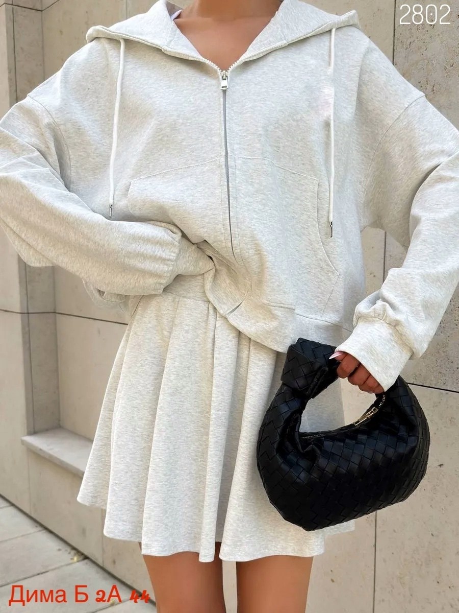 женский спортивный костюм с юбкой old money,толстовка женская,толстовка с капюшоном,женский костюм серый,спортивные костюмы