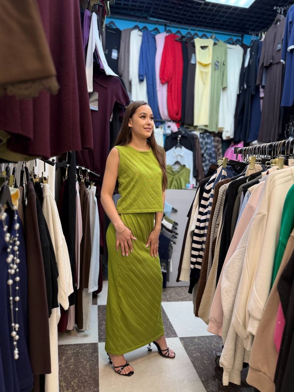 трикотажные костюмы,трикотажные костюмы с юбкой,костюм с юбкой и топом,костюм повседневный,летнее трикотажное платье лапша