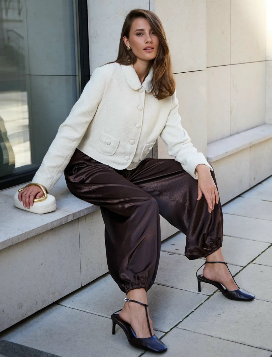 модные образы,жакет укороченный из твида mollis,женская мода,кэжуал одежда